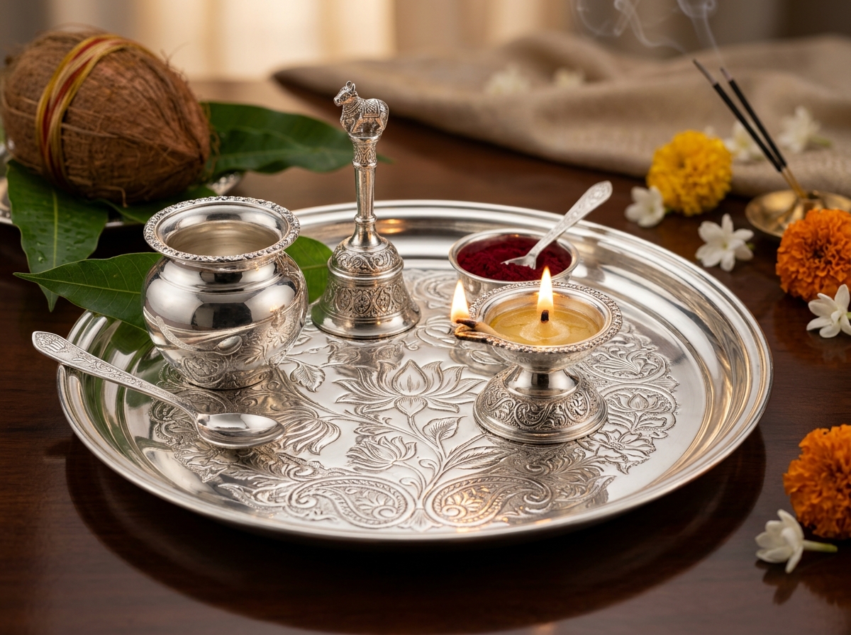 Silver Pooja Thali Set